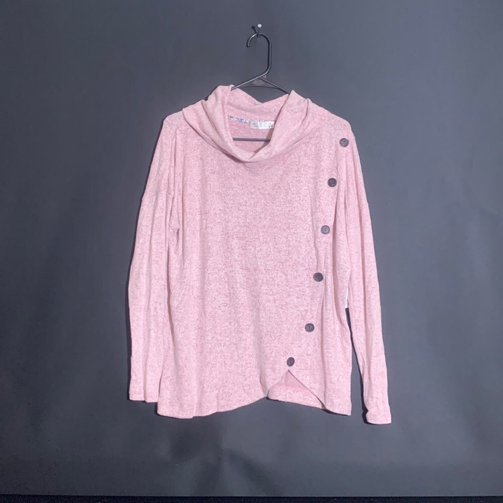 NEW 89th + Madison Pink Loose Turtle Neck Long Sleeve Shirt Women's Size Medium
